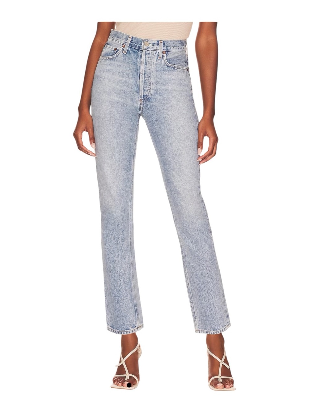 Agolde Riley High Rise Crop Jean in Renewal Size 25